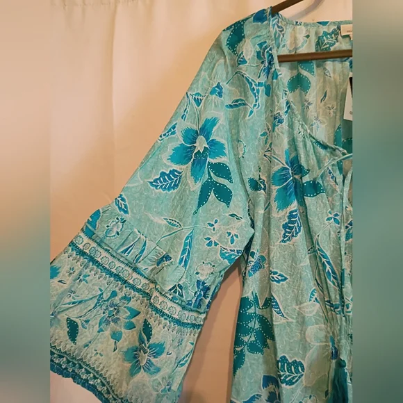 Avenue Size 18 Floral Blue Dress. Cute Ruffle Detail And Tie With Tassel's. - Picture 5 of 12